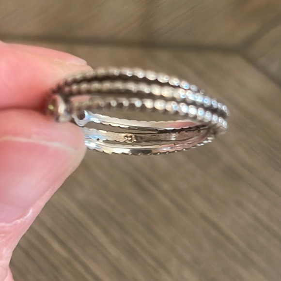 Sterling Silver Crossover Cable Ring with Topaz Gems Approx Size 9 3/4 - Picture 7 of 16